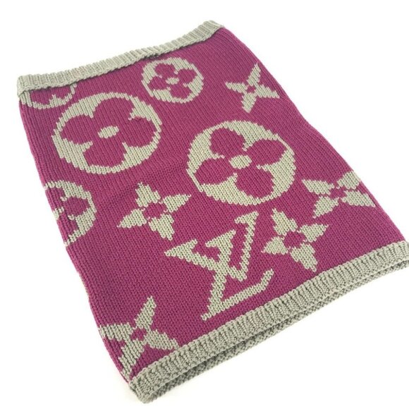LOUIS VUITTON M72768 Monogram Snood Grand Floor Neck Warmer Scarf wool purple - Picture 2 of 16